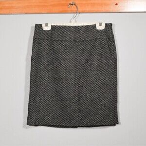 Ann Taylor LOFT Recycled Wool Black Pocket Short Pencil Career Skirt Sz 4
